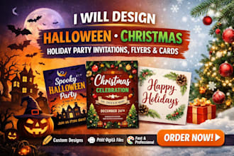 design halloween christmas invitations party flyers greeting cards holiday party