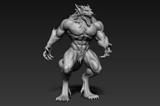 do werewolf character,3d fantasy creature model,3d life sized figure,3d monster