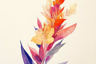draw a watercolor flowers and botanical illustration