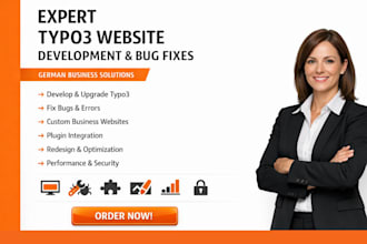 develop, upgrade typo3, fix typo3 website bug and errors for german business