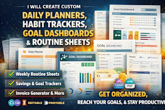create custom daily planners, habit trackers, goal dashboards and routine sheets