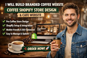 build branded coffee website coffee shopify store design cafe website
