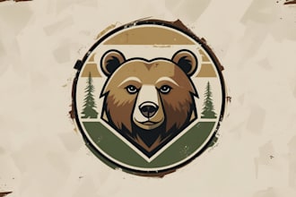 do unique bear head vintage logo 1 day