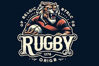 make vintage lion rugby team logo with t shirt design