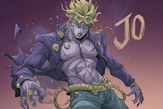 create a custom jojo bizarre adventure inspired artwork