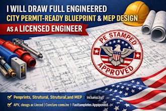 provide licensed permit ready drawings for US building approval pe stamp