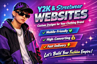 design streetwear, y2k website design for clothing brand