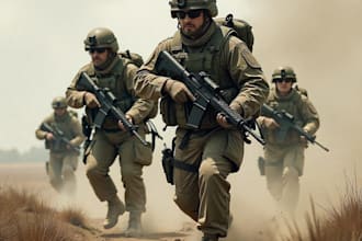create realistic military, war, or sci fi illustrations