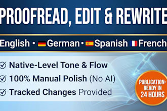 proofread, edit, and rewrite your english, german, spanish, or french ebook