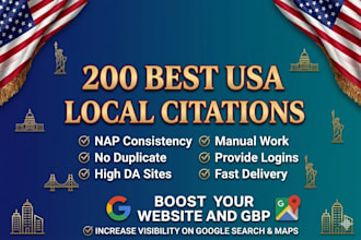 do 250 USA local citations and manual business listings for USA local SEO