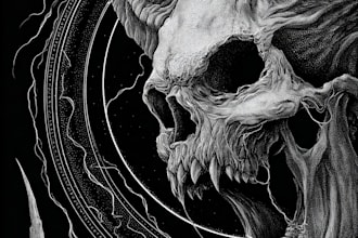 draw dark art, doom, stoner rock style for tshirt
