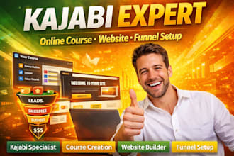 setup kajabi online course, kajabi website and kajabi expert