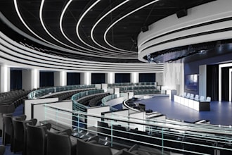 improve 3d concert hall, ballroom interior,stage show,wall mapping,led lighting
