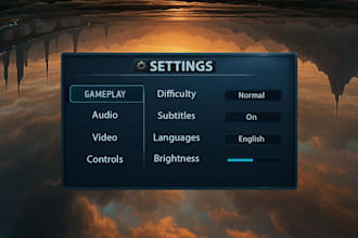 design modern 2d 3d unity, unreal engine game ui ux, menu hud inventory for game