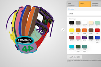customize and configure baseball, softball glove on zakeke kickflip shopify