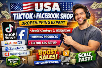 set up optimize manage USA tiktok facebook shop dropshipping setup tiktok ads