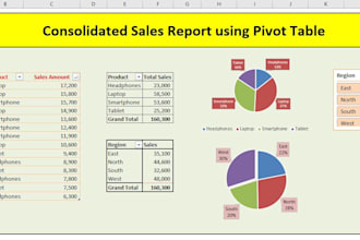 do excel pivot table, pivot charts, data processing  and dashboards