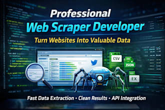 scrape websites and deliver clean json, CSV or API feeds
