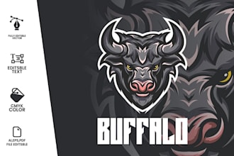 do create sports bull mascot logo with t shirt design