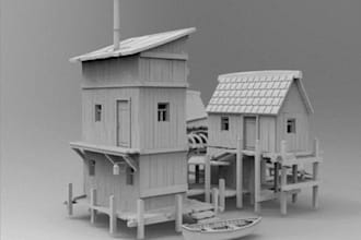 make 3d printable scenery, wood cabin, 3d sci fi terrain, tabletop rpg,3d print