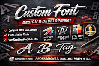 create and modify custom font design, typography design, typface in ttf or otf