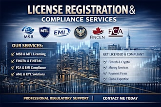 handle msb, mtl, emi, fca, fintrac and fincen license registration