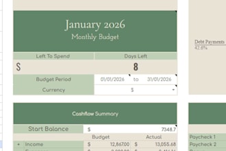 design customized budgeting spreadsheet, with automation
