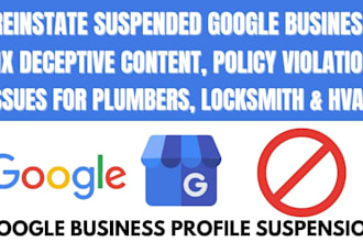 fix suspended plumbers locksmiths service area google business profile disabled