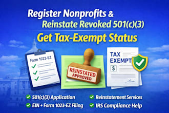register non profits, reinstate revoked 501c3, tax exempt, file form 1020ez, ein