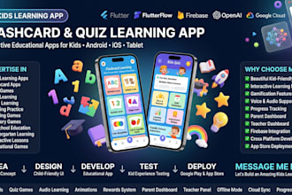 develop kids flashcard and quiz learning app