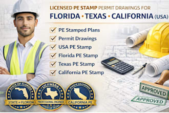 structural engineer permit drawings california arizona texas florida pe stamp