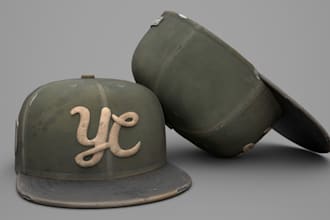 do professional 3d rotation mockup for trucker cap, fitted cap, beanie and hat