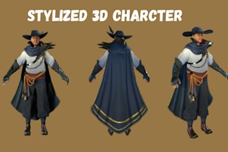model stylized 3d character for game or 3d animation in blender