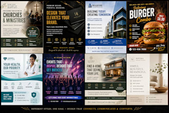 create professional event flyers, posters and social media ads