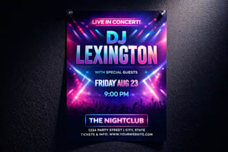 create professional event flyers, posters and social media ads