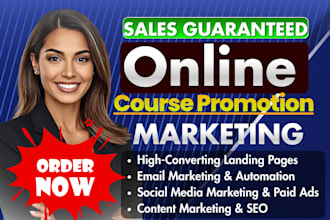 do online course promotion, udemy marketing, sales funnel and kajabi course