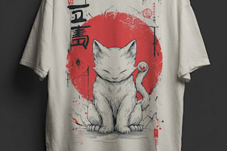 make a japanese t shirt illustration