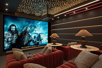 do cinema home interior design 3d moulding and 3d rendering