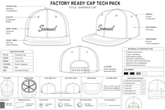 create cap tech pack hat snapback trucker cap tech pack for manufacturing