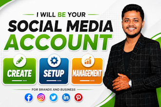 create and setup social media accounts, facebook business page, linkedin account