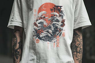 create a japanese t shirt illustration