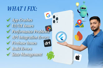 fix flutter app bugs, crashes, UI glitches and API errors
