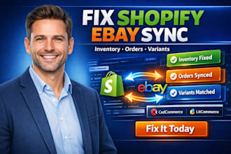fix shopify ebay sync, inventory, orders, variants, cedcommerce or litcommerce