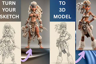 turn 2d drawing to printable stl for 3d anime model, action figure diorama toy