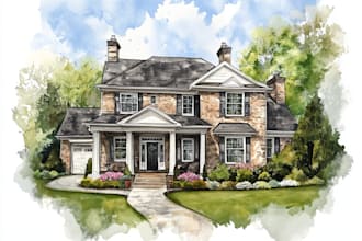 do an watercolor house portrait