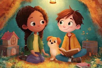 create childrens book illustrations and kids book cover