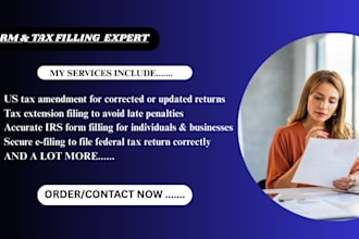 do US tax amendment, tax extension, form filling and file  federal tax return