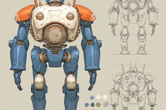 design an mecha robot character sheet design