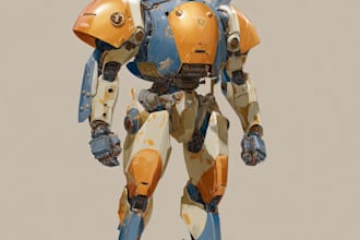 make mecha robot armor character concept for you