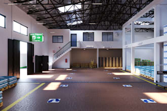 create factory, warehouse, industrial plant and logistics 3d cgi design